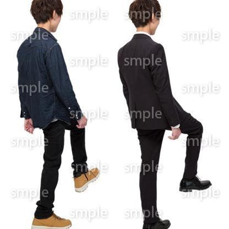 Cutout People　階段を上る動作　JJ_449