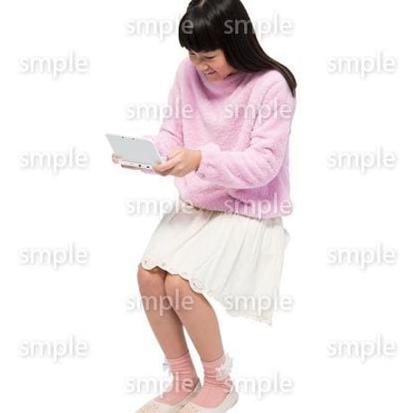 Cutout People　座る　子供　KK_492