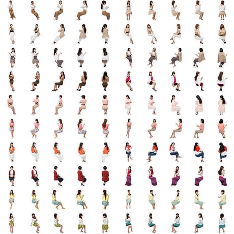 11Cutout People 座る女性[ダウンロード版]