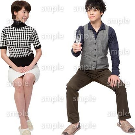 Cutout People　アットホーム　座る　II_401