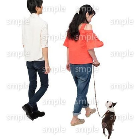 Cutout People　犬の散歩　II_474