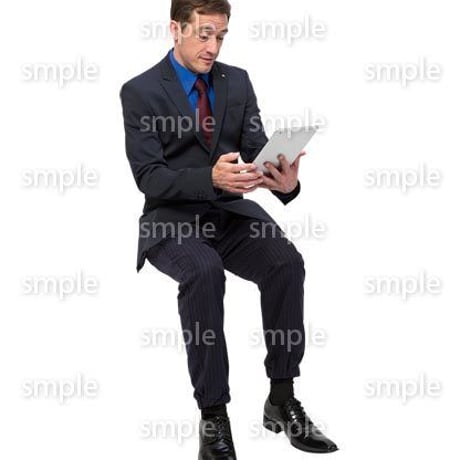 Cutout People　座る　外国人男性　LL_557