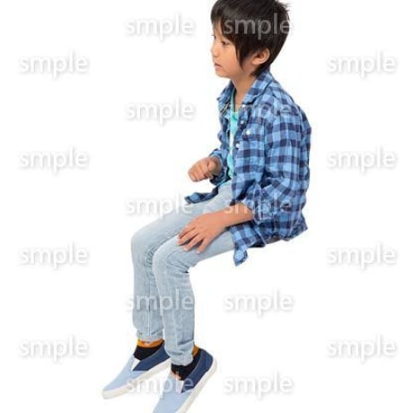 Cutout People　座る　男の子　LL_533