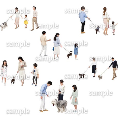 人物切抜きセット☆アットホーム　犬の散歩　1_set148