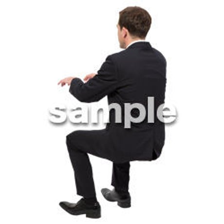 Cutout People　座る　外国人男性　LL_554