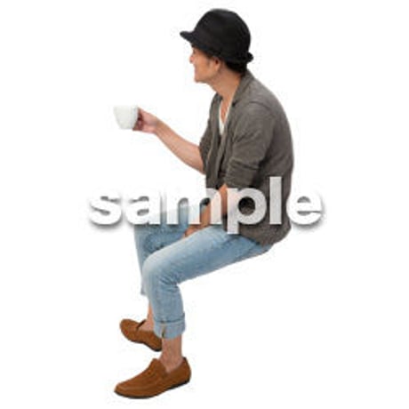 Cutout People　座る　男性　LL_328