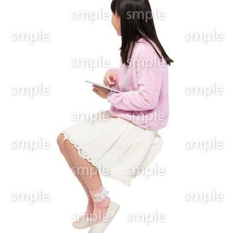 Cutout People　座る　子供　KK_493