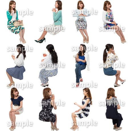 人物切抜きセット☆座る女性　1_set170