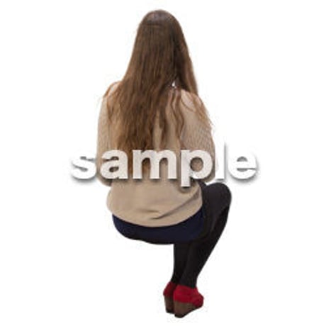 Cutout People　外国人-女性-座る　BB_465