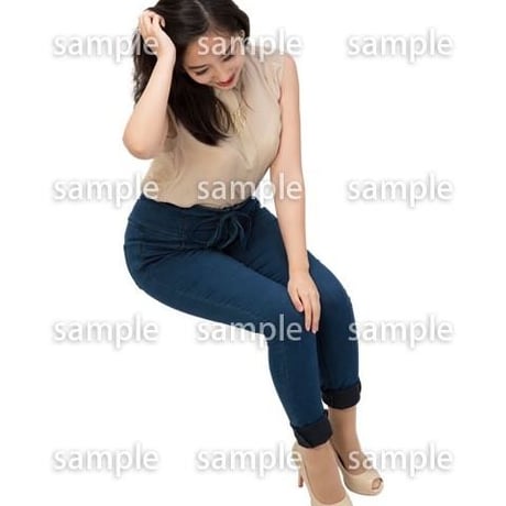 Cutout People　鳥瞰　座る女性 　FF_487