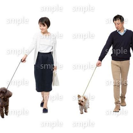 Cutout People　犬の散歩　II_466