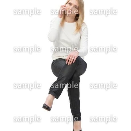 Cutout People　外国人-女性-座る　BB_431