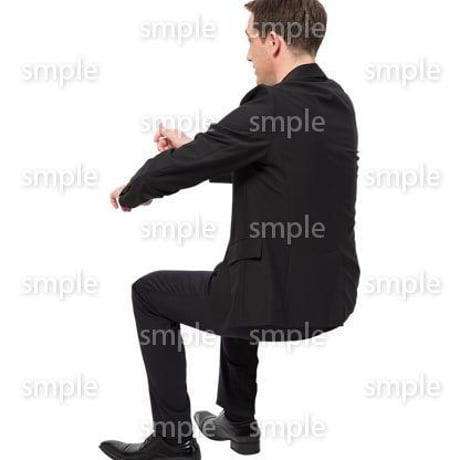 Cutout People　座る　外国人男性　LL_575