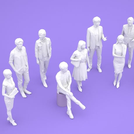 LOWポリゴン-3D人物10体セット  [Posed]  002