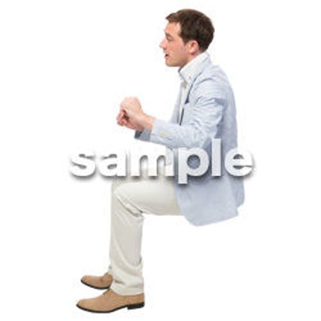 Cutout People　座る　外国人男性　LL_588