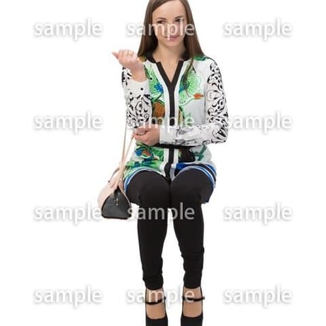 Cutout People　外国人-女性-座る　BB_441