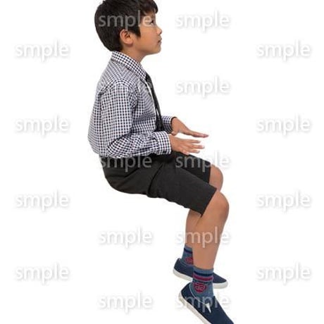 Cutout People　座る　男の子　LL_538