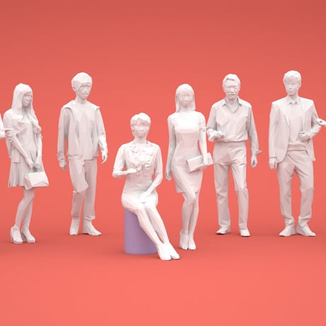 LOWポリゴン-3D人物10体セット  [Posed]  004