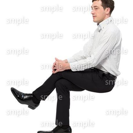 Cutout People　座る　外国人男性　LL_583