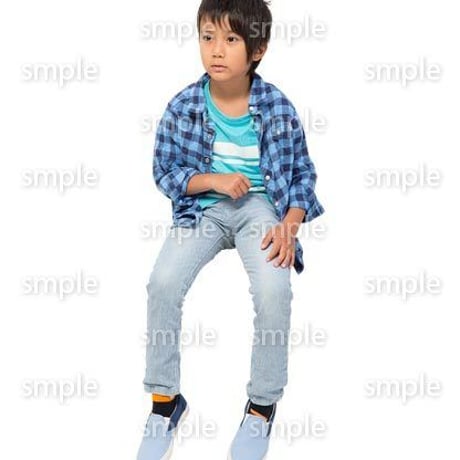 Cutout People　座る　男の子　LL_531