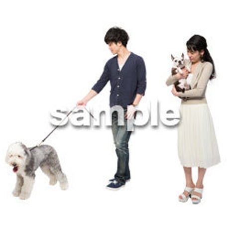 Cutout People　犬の散歩　II_477