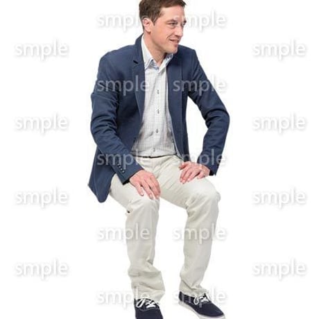 Cutout People　座る　外国人男性　LL_577