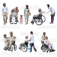 人物切抜きセット☆シニア介護・車いす　1_set042