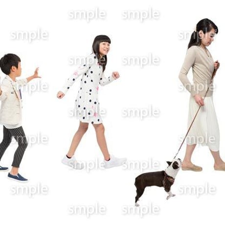 Cutout People　犬の散歩　II_458