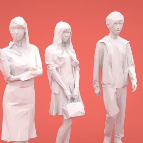 LOWポリゴン-3D人物10体セット  [Posed]  004