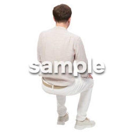 Cutout People　座る　外国人男性　LL_595