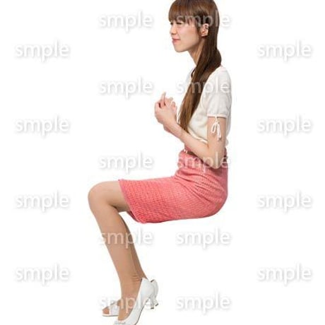 Cutout People　座る女性　KK_398