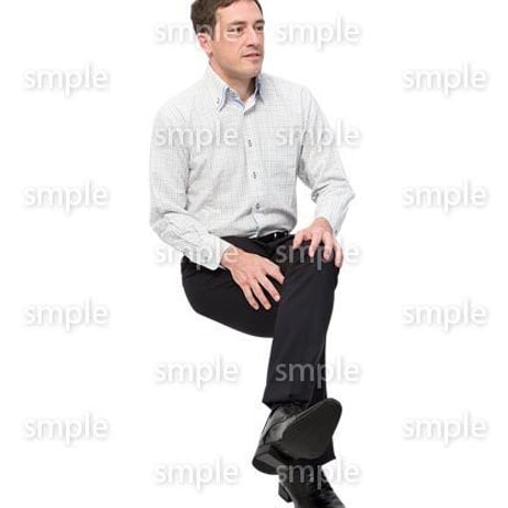 Cutout People　座る　外国人男性　LL_581