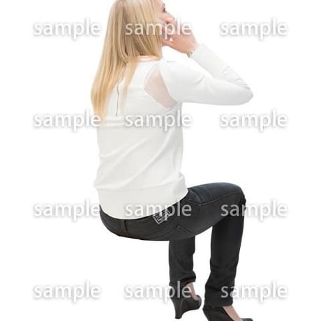Cutout People　外国人-女性-座る　BB_434