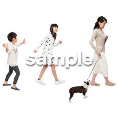 Cutout People　犬の散歩　II_458