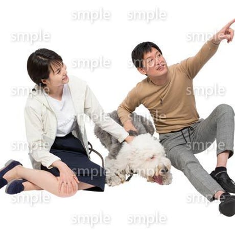 Cutout People　犬の散歩　II_486