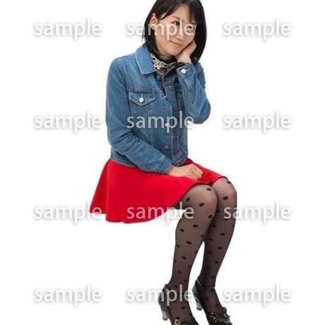 Cutout People　日本人-女性-座る　BB_497