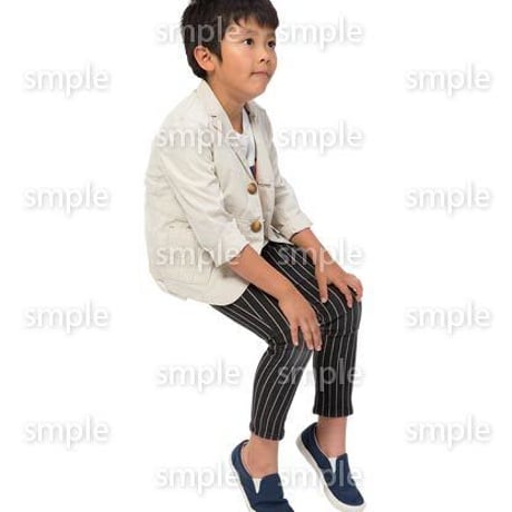 Cutout People　座る　男の子　LL_542
