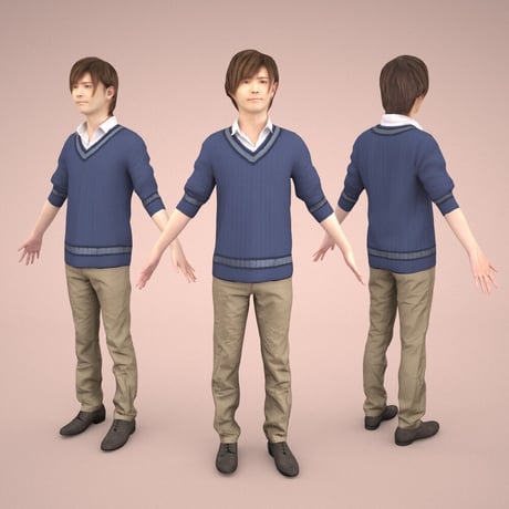3D人モデルAポーズ　090_Ren