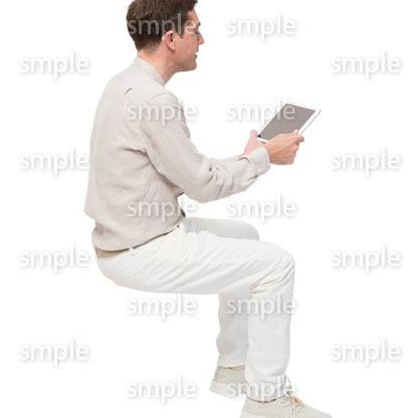 Cutout People　座る　外国人男性　LL_599