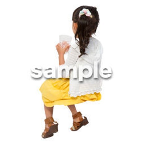 Cutout People　座る　子供　KK_484