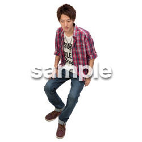Cutout People　鳥瞰　座る男性 　FF_436