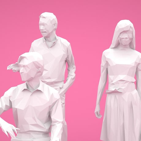 LOWポリゴン-3D人物10体セット  [Posed]  001 9個セット
