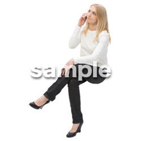 Cutout People　外国人-女性-座る　BB_432