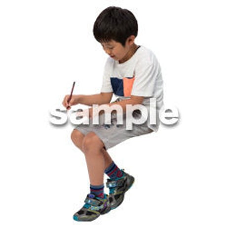 Cutout People　座る　男の子　LL_547