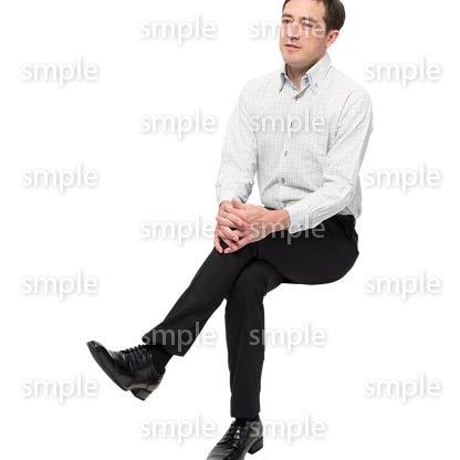 Cutout People　座る　外国人男性　LL_582