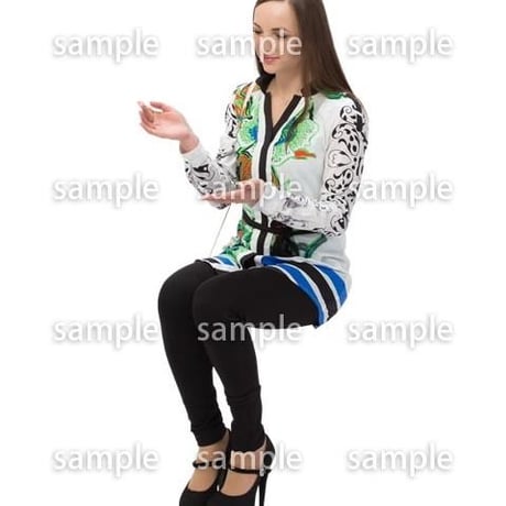 Cutout People　外国人-女性-座る　BB_442