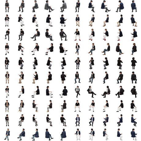 12Cutout People 座る男性[ダウンロード版]