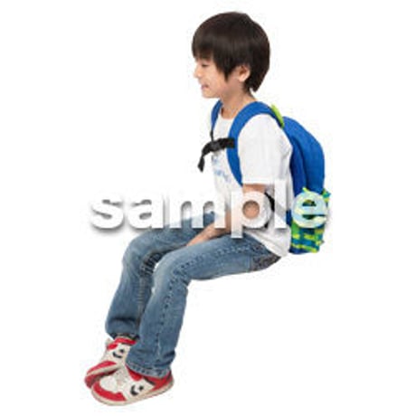 Cutout People　座る　男の子　LL_528