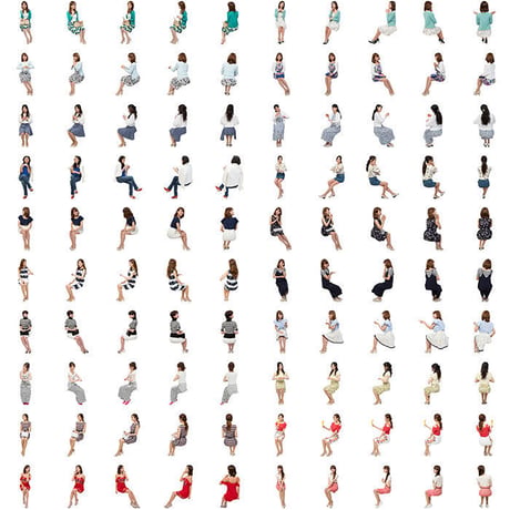 11Cutout People 座る女性[ダウンロード版]