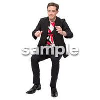 Cutout People　座る　外国人男性　LL_571